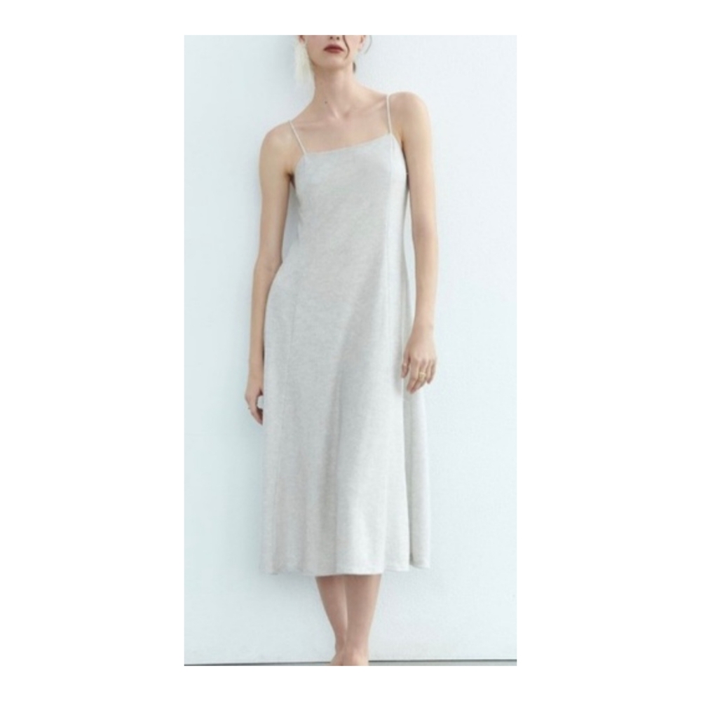 ZARA Silver Knit Slip Midi Dress